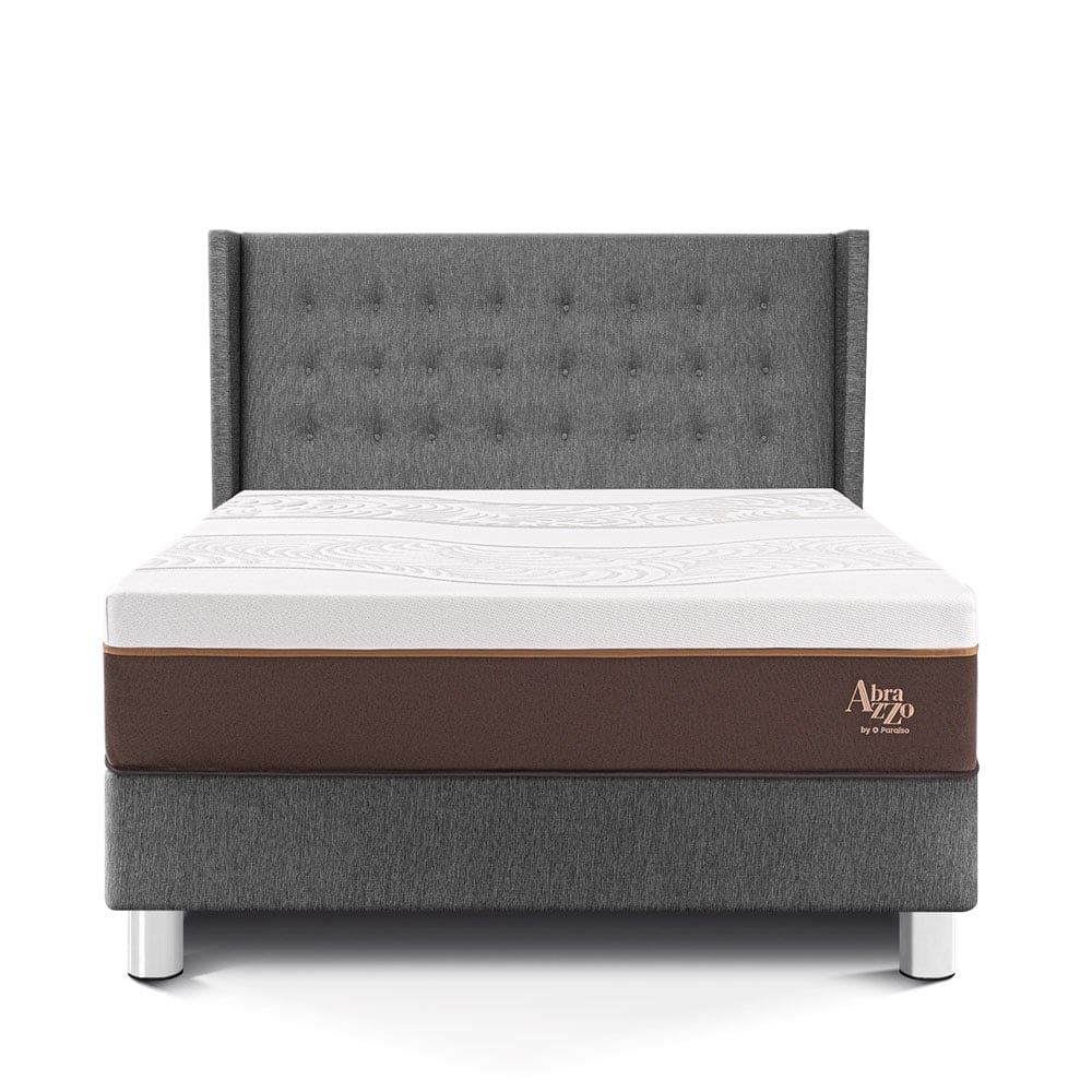 DORMITORIO PARAÍSO ROYAL ABRAZZO KING GRIS + CABECERA GOLD + 2 ALMOHADAS VISCOELÁSTICAS - 3