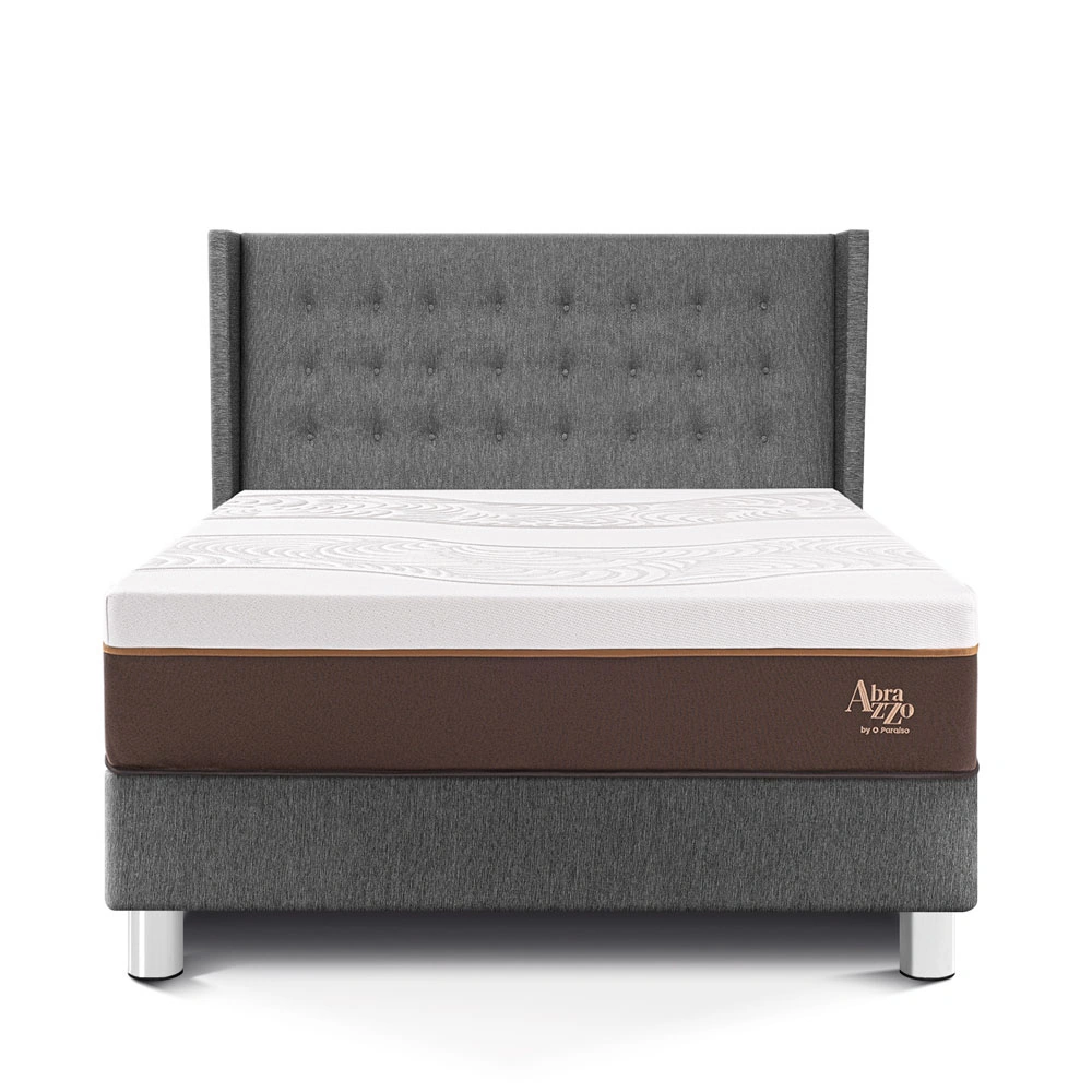 DORMITORIO PARAÍSO ROYAL ABRAZZO KING GRIS + CABECERA GOLD + 2 ALMOHADAS VISCOELÁSTICAS - 3