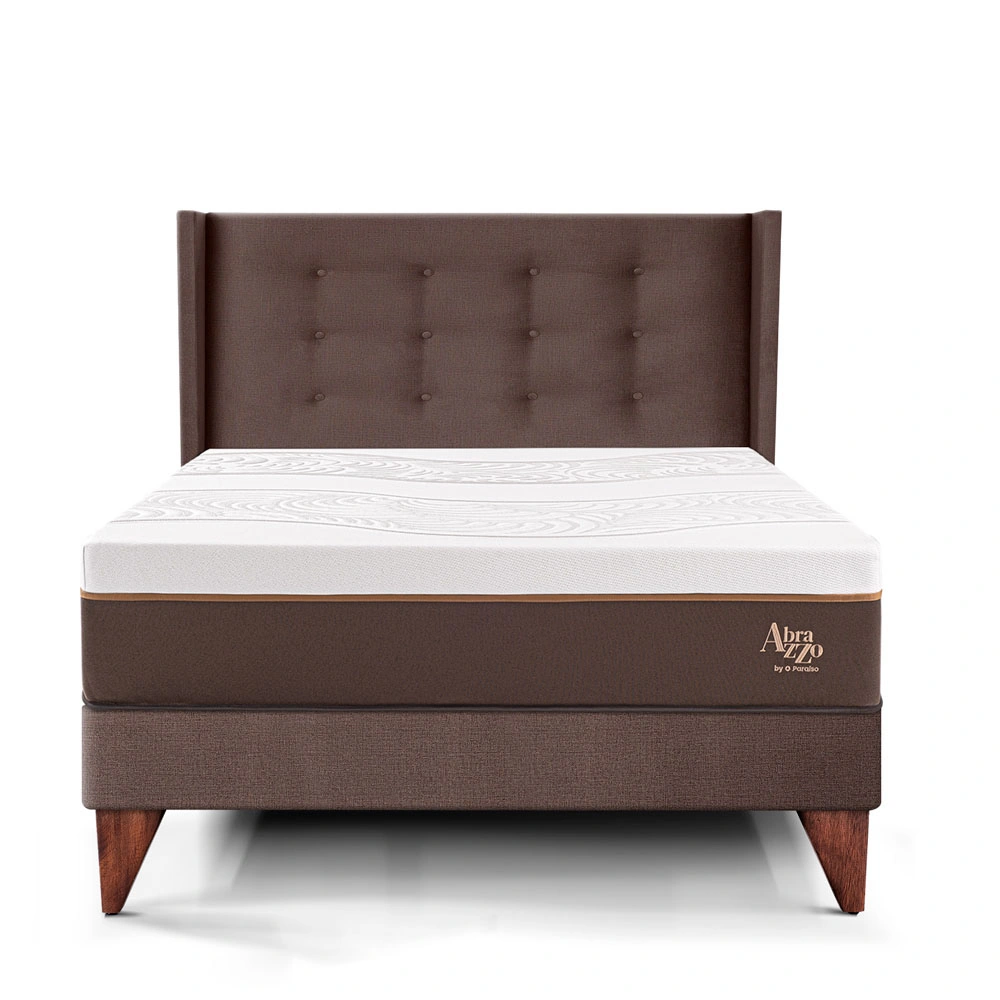 DORMITORIO EUROPEO PARAÍSO ROYAL ABRAZZO 1.5 PLAZAS EUROPEO CHOCOLATE + CABECERA GOLD + 1 ALMOHADA VISCOELÁSTICA - 3