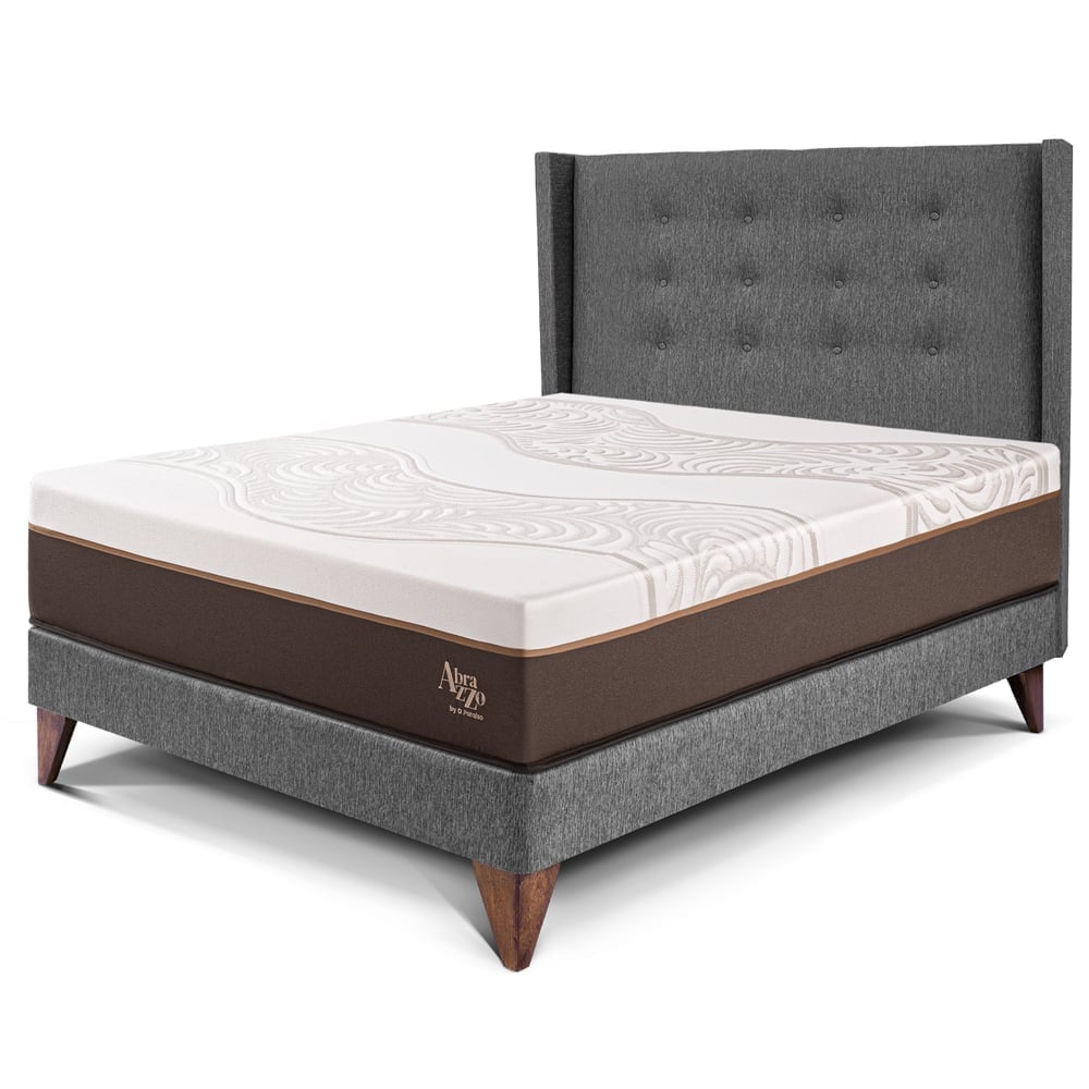 DORMITORIO EUROEPO PARAÍSO ROYAL ABRAZZO 1.5 PLAZAS EUROPEO GRIS + CABECERA GOLD + 1 ALMOHADA VISCOELÁSTICA - 1