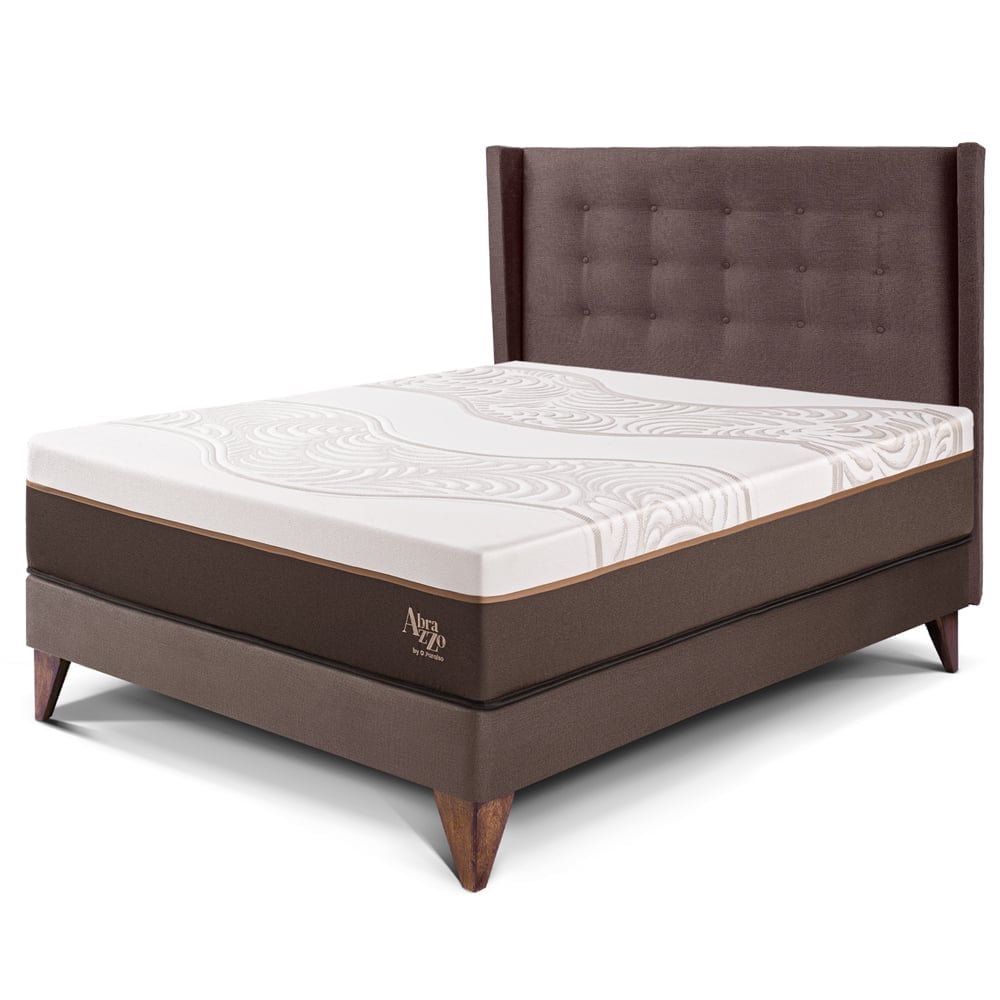 DORMITORIO EUROEPO PARAÍSO ROYAL ABRAZZO 2 PLAZAS EUROPEO CHOCOLATE + CABECERA GOLD + 2 ALMOHADAS VISCOELÁSTICAS - 1