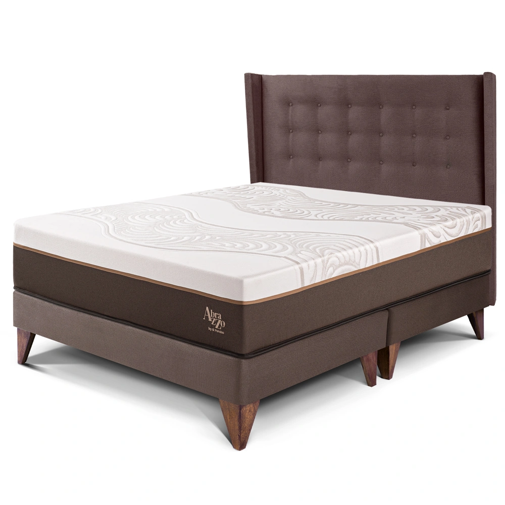 DORMITORIO EUROEPO PARAÍSO ROYAL ABRAZZO QUEEN EUROPEO CHOCOLATE + CABECERA GOLD + 2 ALMOHADAS VISCOELÁSTICAS - 1