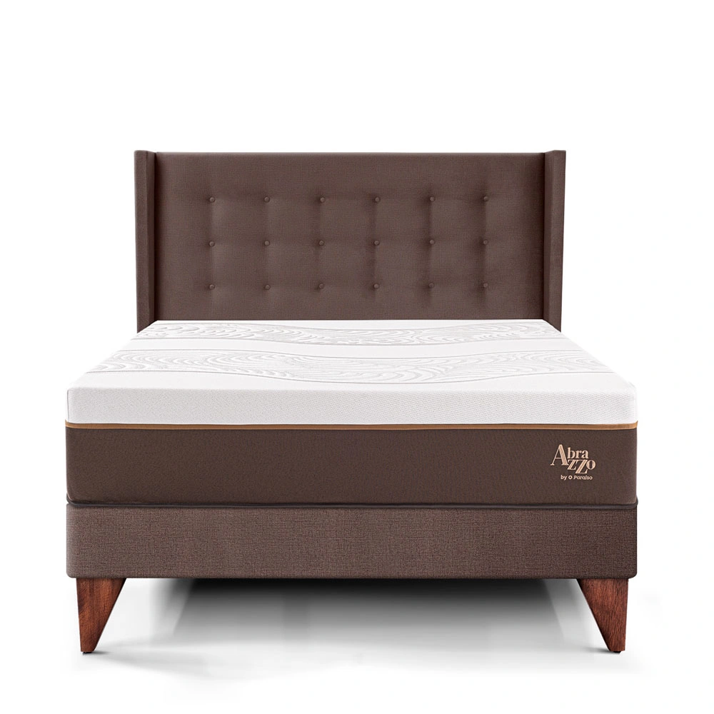 DORMITORIO EUROEPO PARAÍSO ROYAL ABRAZZO QUEEN EUROPEO CHOCOLATE + CABECERA GOLD + 2 ALMOHADAS VISCOELÁSTICAS - 3