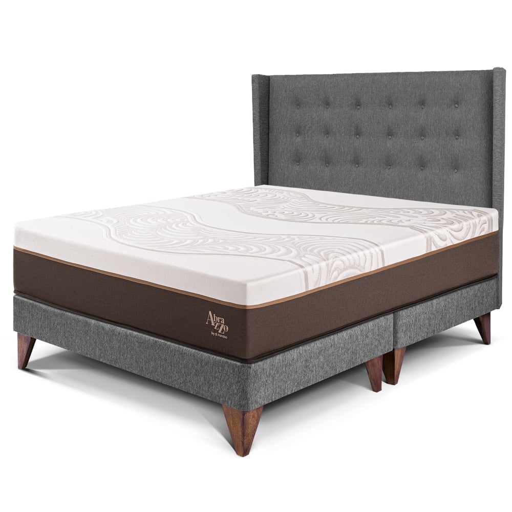 DORMITORIO EUROEPO PARAÍSO ROYAL ABRAZZO QUEEN EUROPEO GRIS + CABECERA GOLD + 2 ALMOHADAS VISCOELÁSTICAS - 1