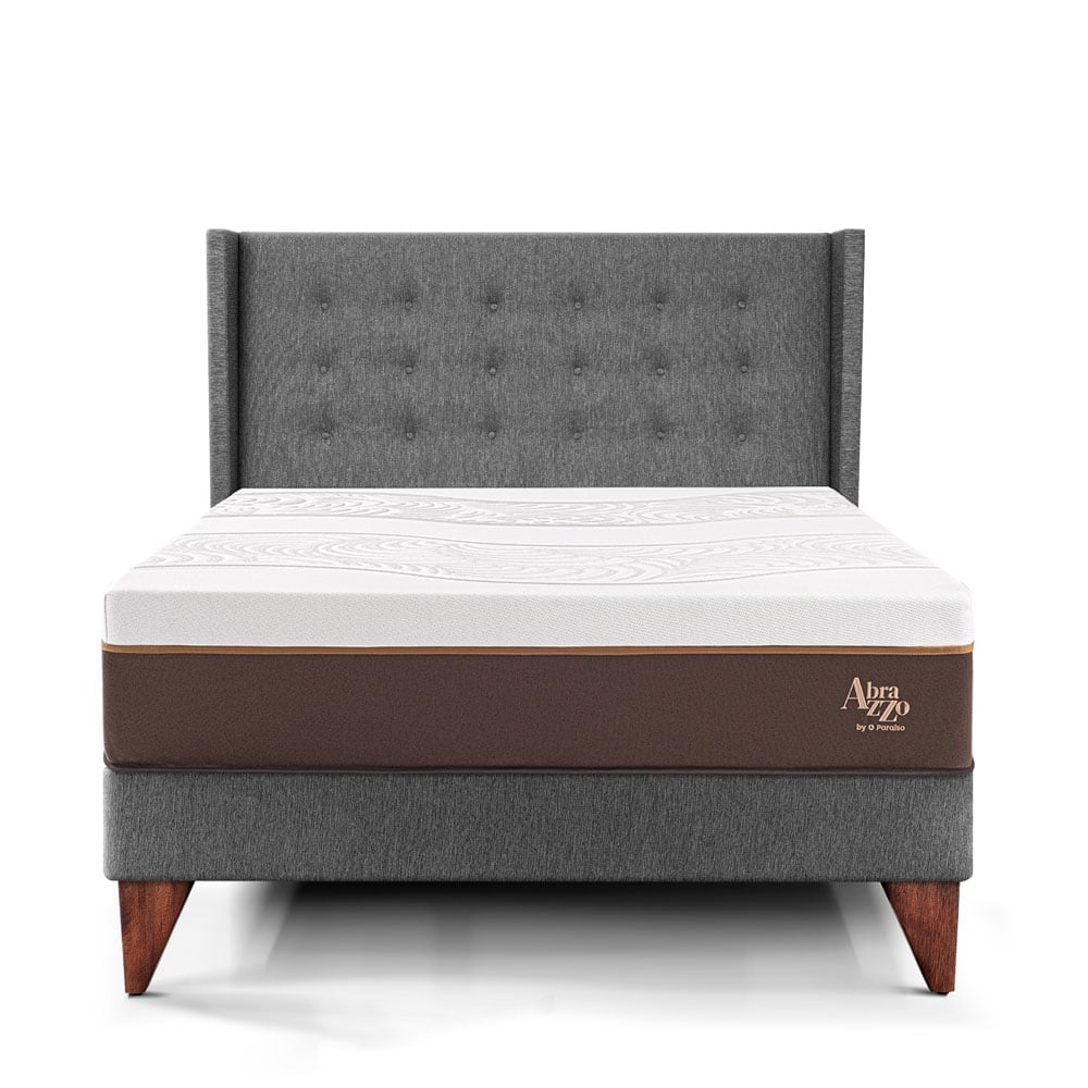 DORMITORIO EUROEPO PARAÍSO ROYAL ABRAZZO QUEEN EUROPEO GRIS + CABECERA GOLD + 2 ALMOHADAS VISCOELÁSTICAS - 3