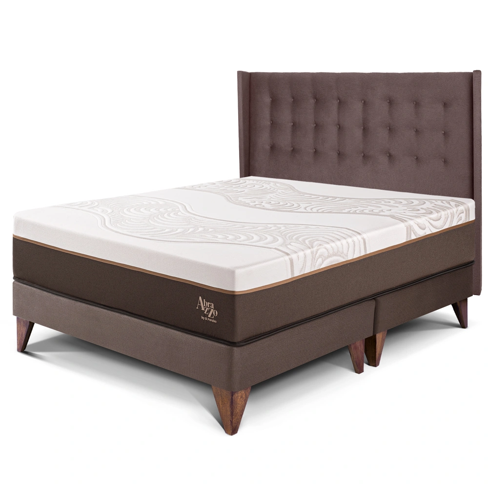 DORMITORIO EUROEPO PARAÍSO ROYAL ABRAZZO KING EUROPEO CHOCOLATE + CABECERA GOLD + 2 ALMOHADAS VISCOELÁSTICAS - 1