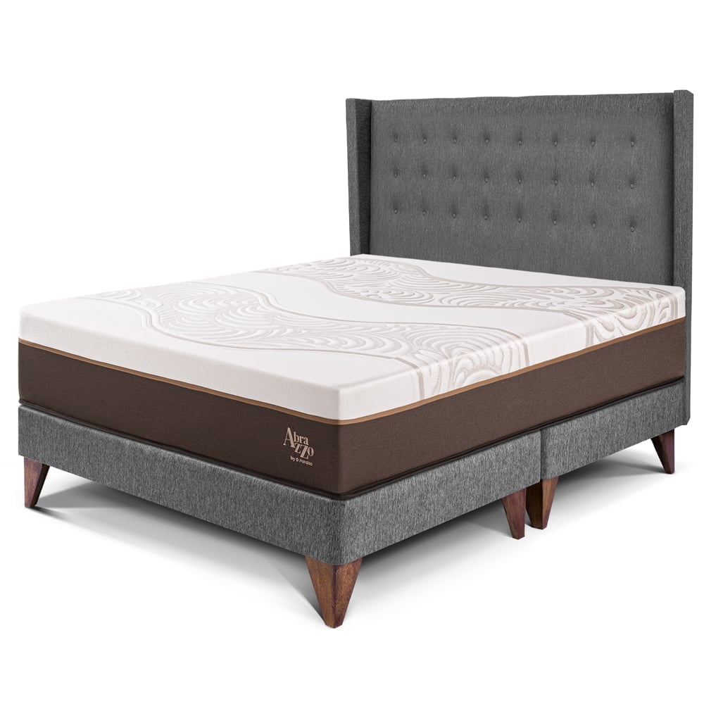 DORMITORIO EUROEPO PARAÍSO ROYAL ABRAZZO KING EUROPEO GRIS + CABECERA GOLD + 2 ALMOHADAS VISCOELÁSTICAS - 1