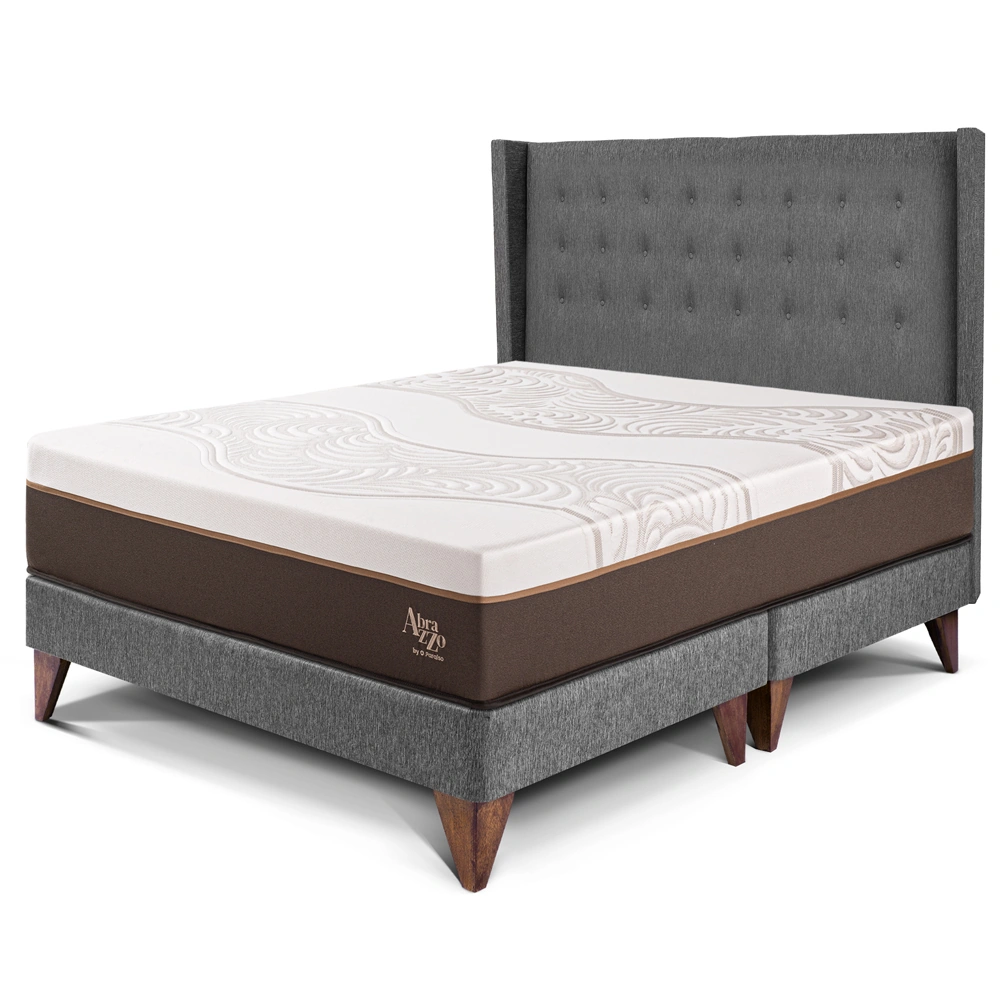 DORMITORIO EUROEPO PARAÍSO ROYAL ABRAZZO KING EUROPEO GRIS + CABECERA GOLD + 2 ALMOHADAS VISCOELÁSTICAS - 1
