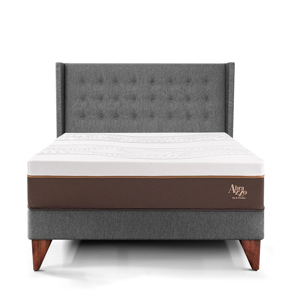 DORMITORIO EUROEPO PARAÍSO ROYAL ABRAZZO KING EUROPEO GRIS + CABECERA GOLD + 2 ALMOHADAS VISCOELÁSTICAS - 3