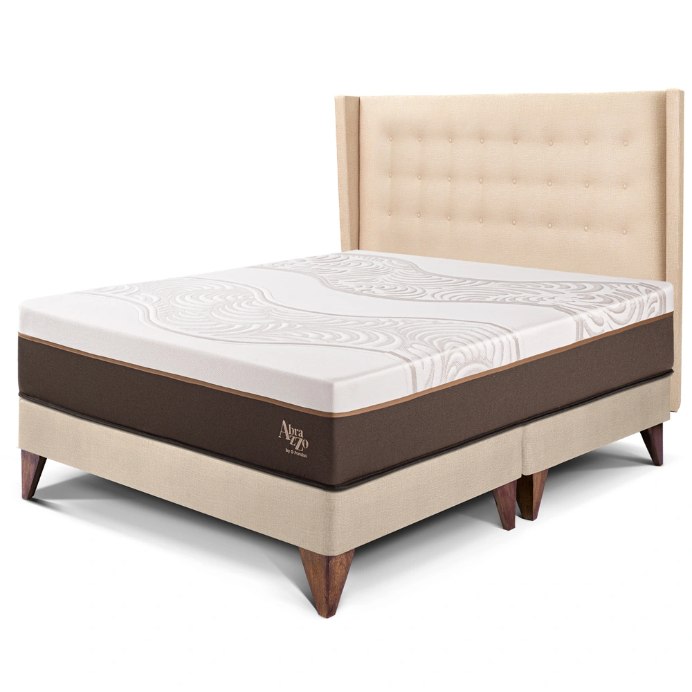 DORMITORIO EUROEPO PARAÍSO ROYAL ABRAZZO KING EUROPEO CHAMPAGNE + CABECERA GOLD + 2 ALMOHADAS VISCOELÁSTICAS - 1