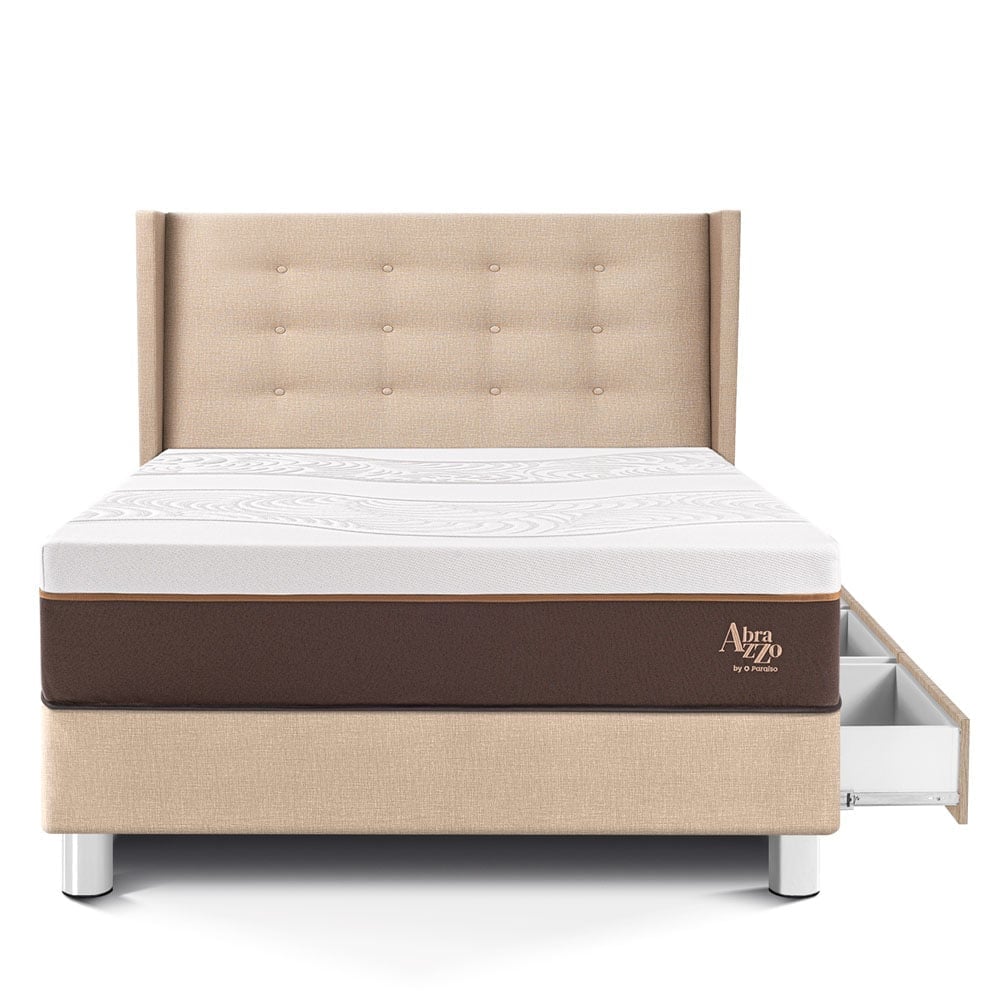 DORMITORIO CON CAJONES PARAÍSO ROYAL ABRAZZO 1.5 PLAZAS CHAMPAGNE + CABECERA GOLD + 1 ALMOHADA VISCOELÁSTICA - 3
