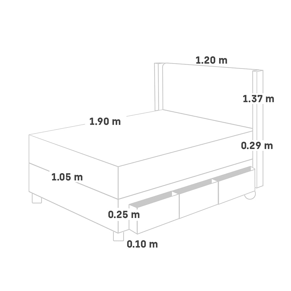 DORMITORIO CON CAJONES PARAÍSO ROYAL ABRAZZO 1.5 PLAZAS CHAMPAGNE + CABECERA GOLD + 1 ALMOHADA VISCOELÁSTICA - 5