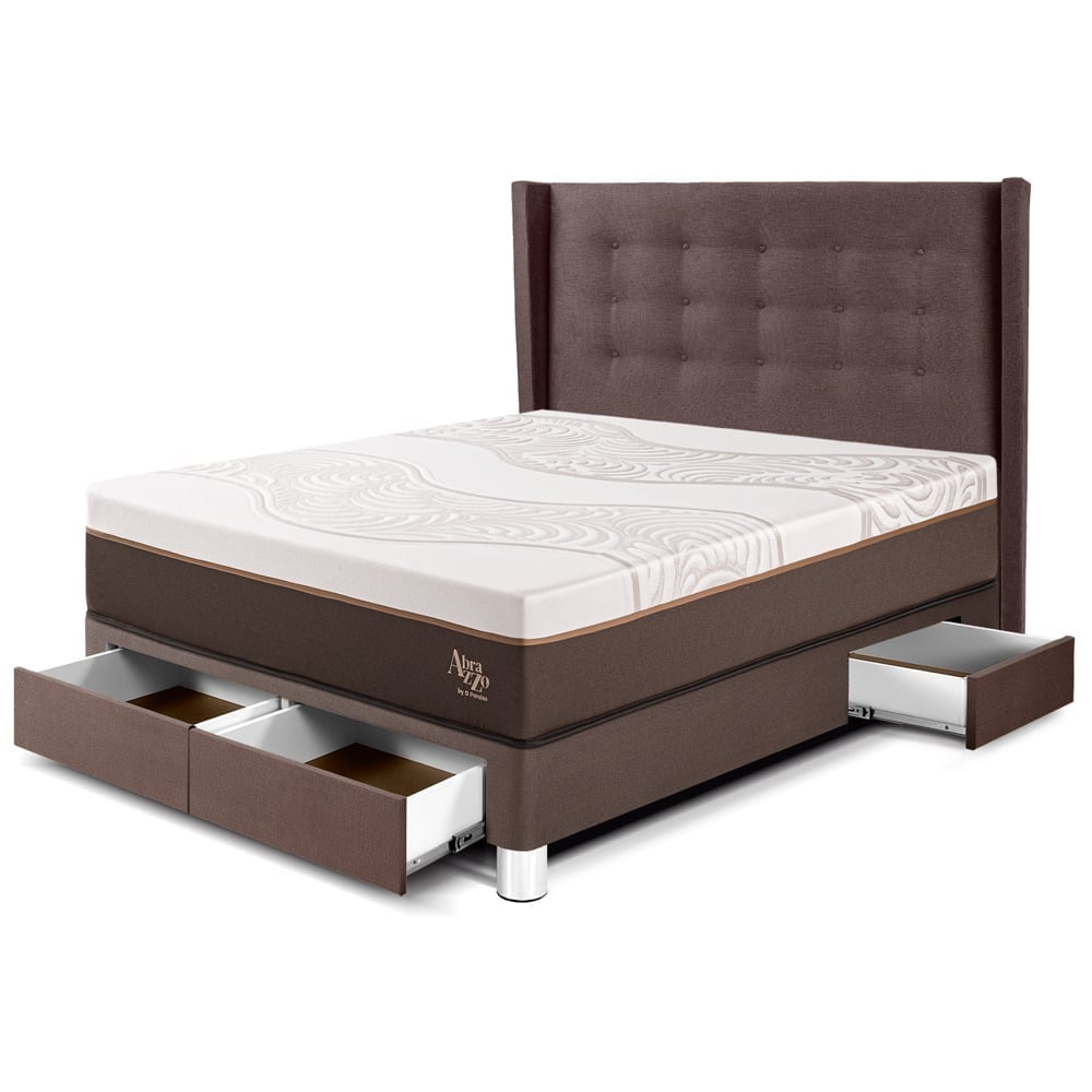 DORMITORIO CON CAJONES PARAÍSO ROYAL ABRAZZO 2 PLAZAS CHOCOLATE + CABECERA GOLD + 2 ALMOHADAS VISCOELÁSTICAS - 1