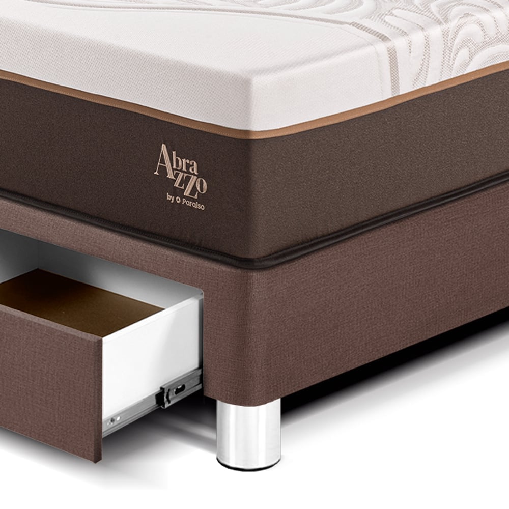 DORMITORIO CON CAJONES PARAÍSO ROYAL ABRAZZO 2 PLAZAS CHOCOLATE + CABECERA GOLD + 2 ALMOHADAS VISCOELÁSTICAS - 2