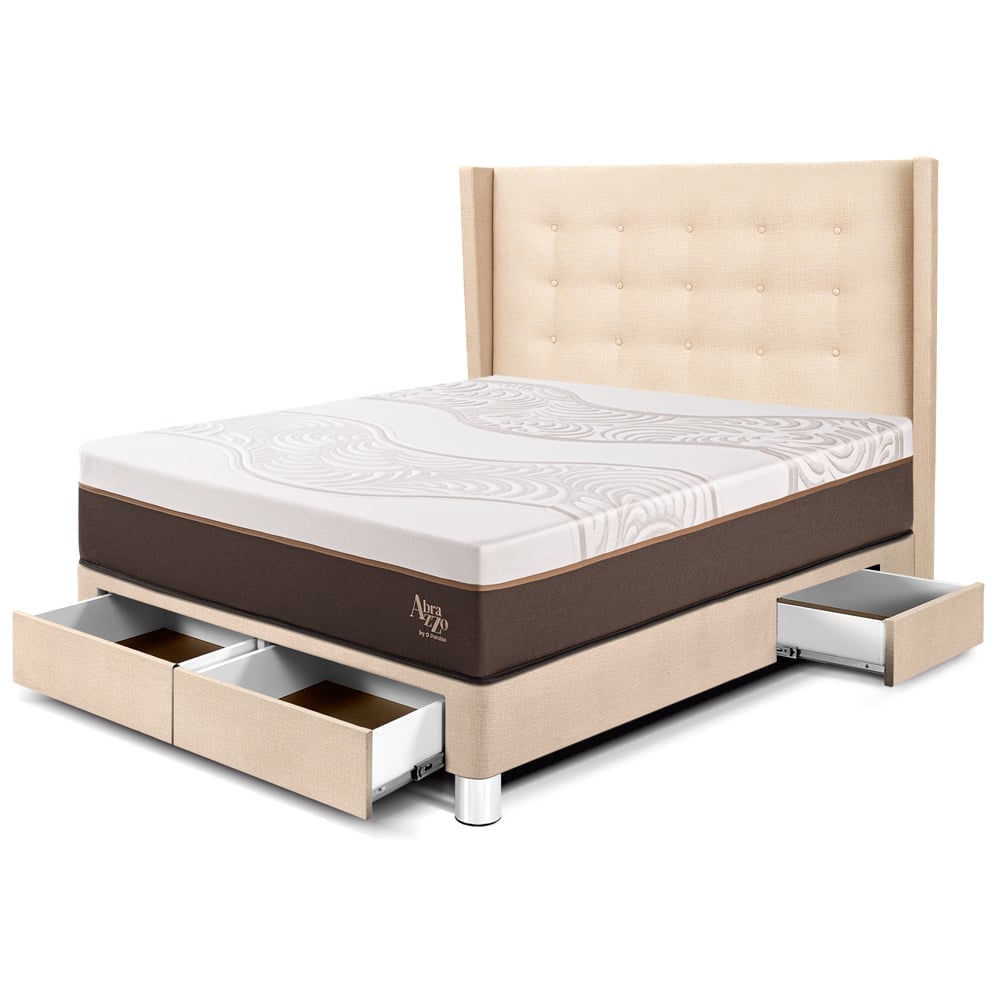 DORMITORIO CON CAJONES PARAÍSO ROYAL ABRAZZO 2 PLAZAS CHAMPAGNE + CABECERA GOLD + 2 ALMOHADAS VISCOELÁSTICAS - 1
