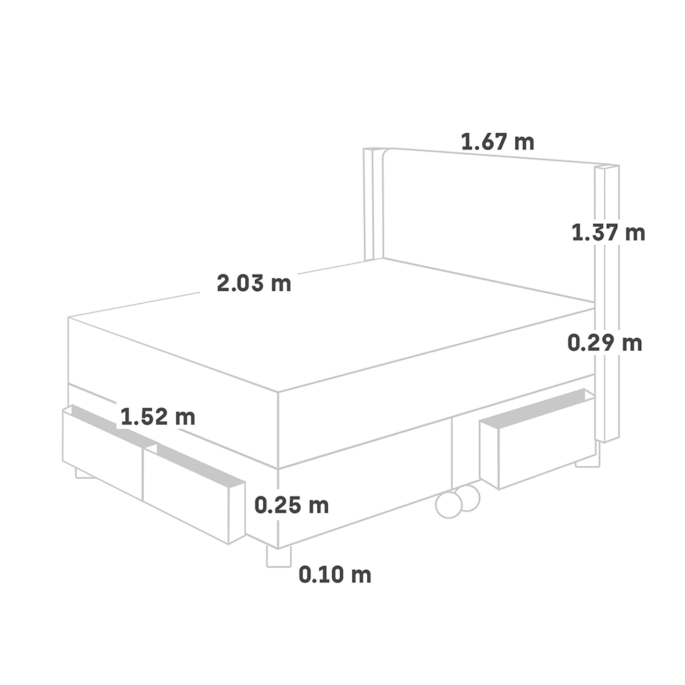 DORMITORIO CON CAJONES PARAÍSO ROYAL ABRAZZO QUEEN CHOCOLATE + CABECERA GOLD + 2 ALMOHADAS VISCOELÁSTICAS - 5