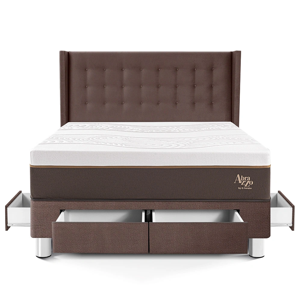 DORMITORIO CON CAJONES PARAÍSO ROYAL ABRAZZO KING CHOCOLATE + CABECERA GOLD + 2 ALMOHADAS VISCOELÁSTICAS - 3