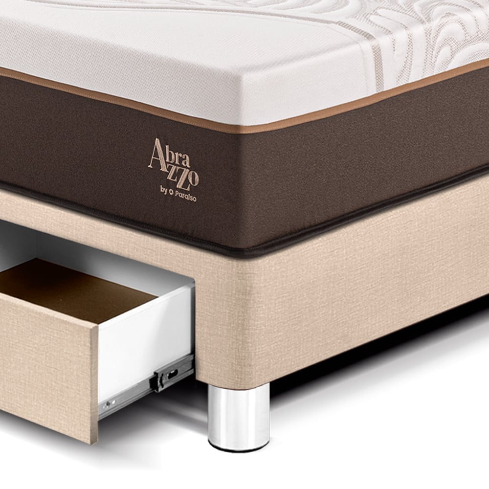 DORMITORIO CON CAJONES PARAÍSO ROYAL ABRAZZO KING CHAMPAGNE + CABECERA GOLD + 2 ALMOHADAS VISCOELÁSTICAS - 2