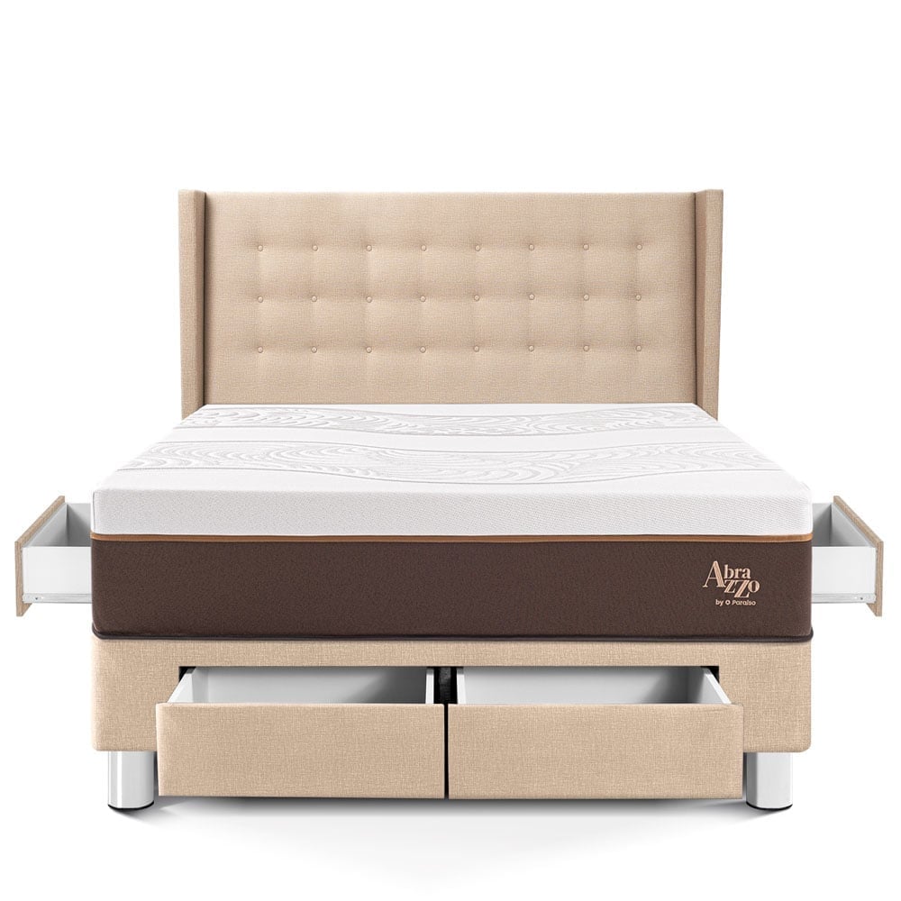 DORMITORIO CON CAJONES PARAÍSO ROYAL ABRAZZO KING CHAMPAGNE + CABECERA GOLD + 2 ALMOHADAS VISCOELÁSTICAS - 3