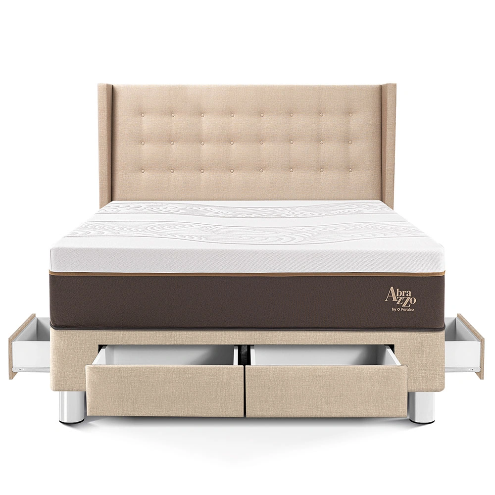 DORMITORIO CON CAJONES PARAÍSO ROYAL ABRAZZO KING CHAMPAGNE + CABECERA GOLD + 2 ALMOHADAS VISCOELÁSTICAS - 3