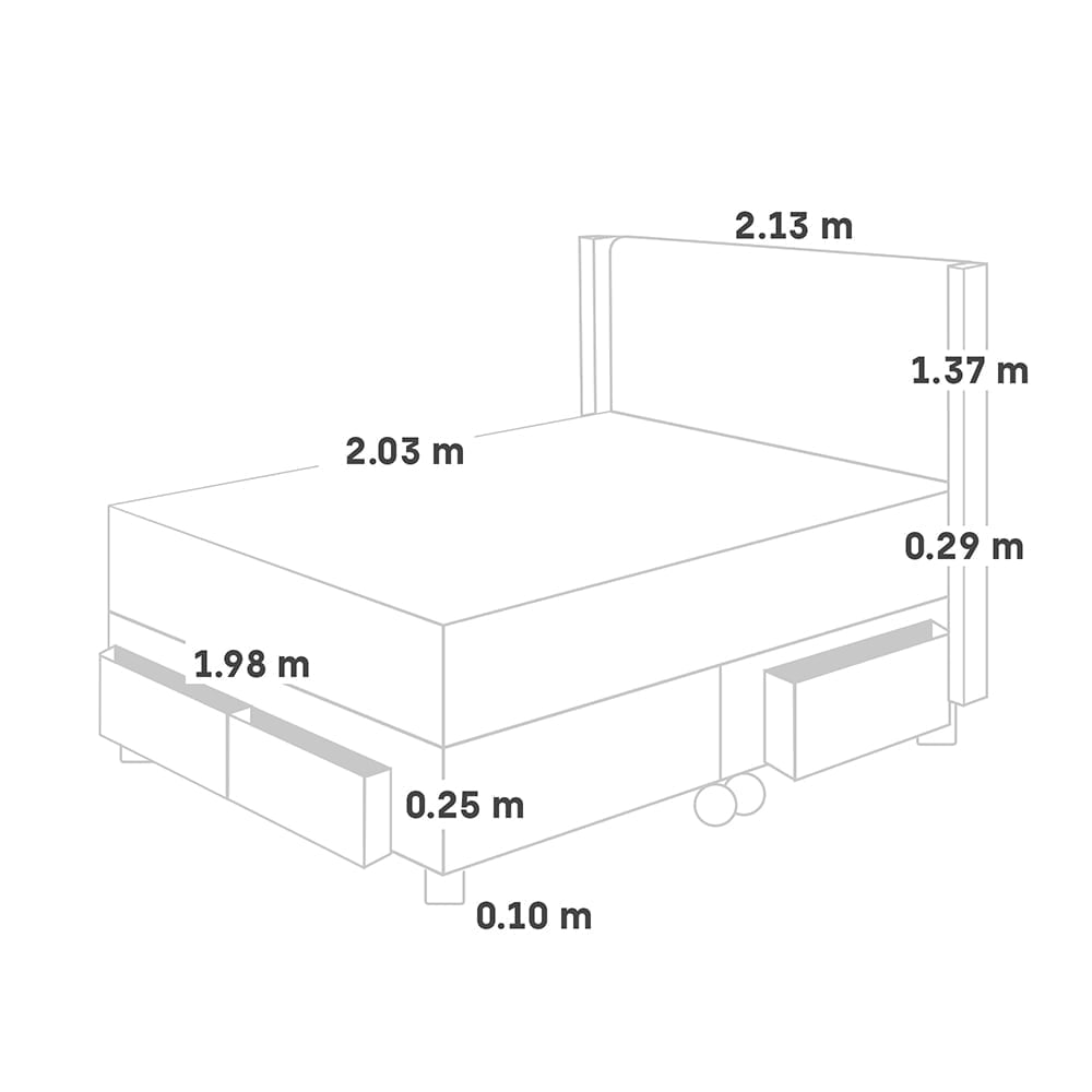 DORMITORIO CON CAJONES PARAÍSO ROYAL ABRAZZO KING CHAMPAGNE + CABECERA GOLD + 2 ALMOHADAS VISCOELÁSTICAS - 5