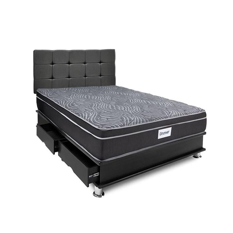 DORMITORIO AMERICANO DRIMER VENTUS QUEEN CON CAJONES GRIS - 1