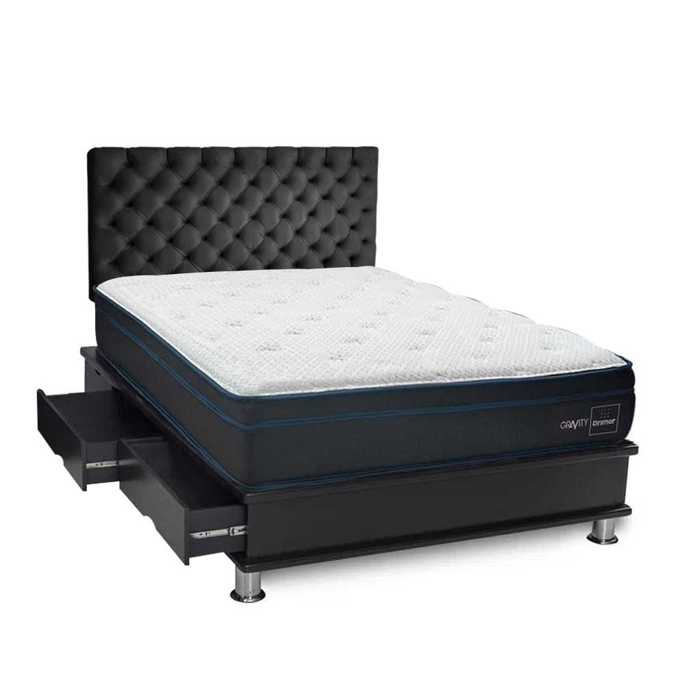 DORMITORIO AMERICANO DRIMER GRAVITY QUEEN CON CAJONES GRIS - 1