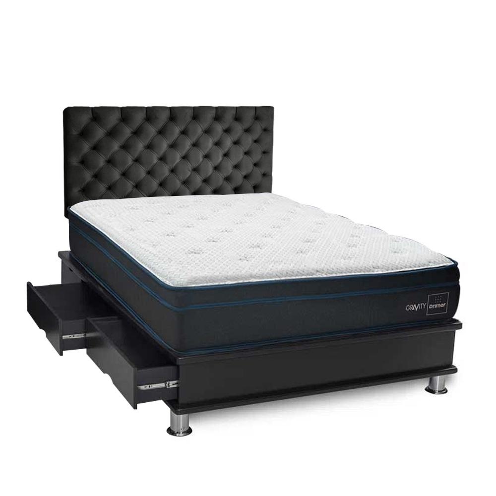 DORMITORIO AMERICANO DRIMER GRAVITY KING CON CAJONES GRIS - 1