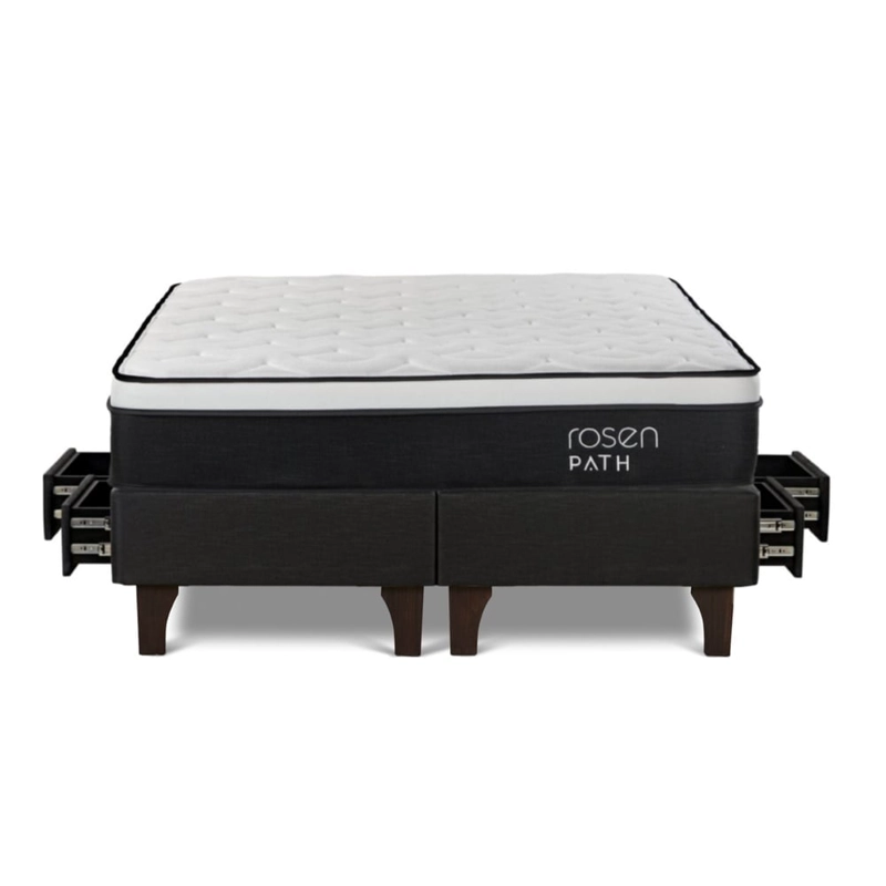 CAMA EUROPEA ROSEN CON CAJONES PATH GRAFITO KING + 2 ALMOHADAS - 1