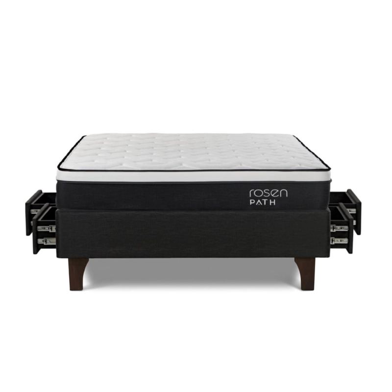 DORMITORIO EUROPEO CON CAJONES ROSEN PATH GRAFITO 2 PLAZAS WEST GRAFITO + 2 ALMOHADAS - 2