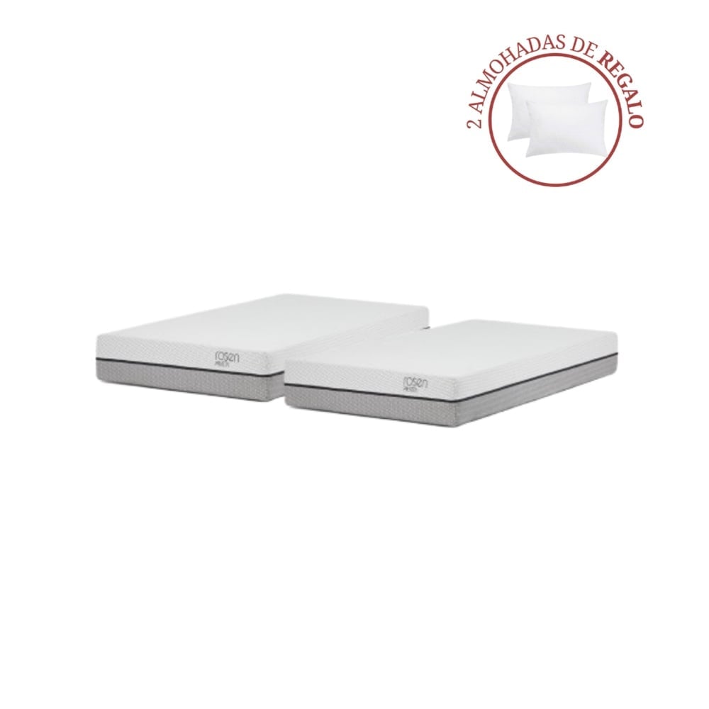 DOS COLCHONES ROSEN PRATTA 1.5 PLAZAS + 2 ALMOHADAS - 1