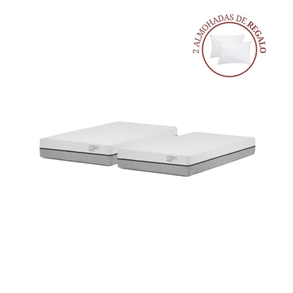 DOS COLCHONES ROSEN PRATTA 2 PLAZAS + 2 ALMOHADAS - 1