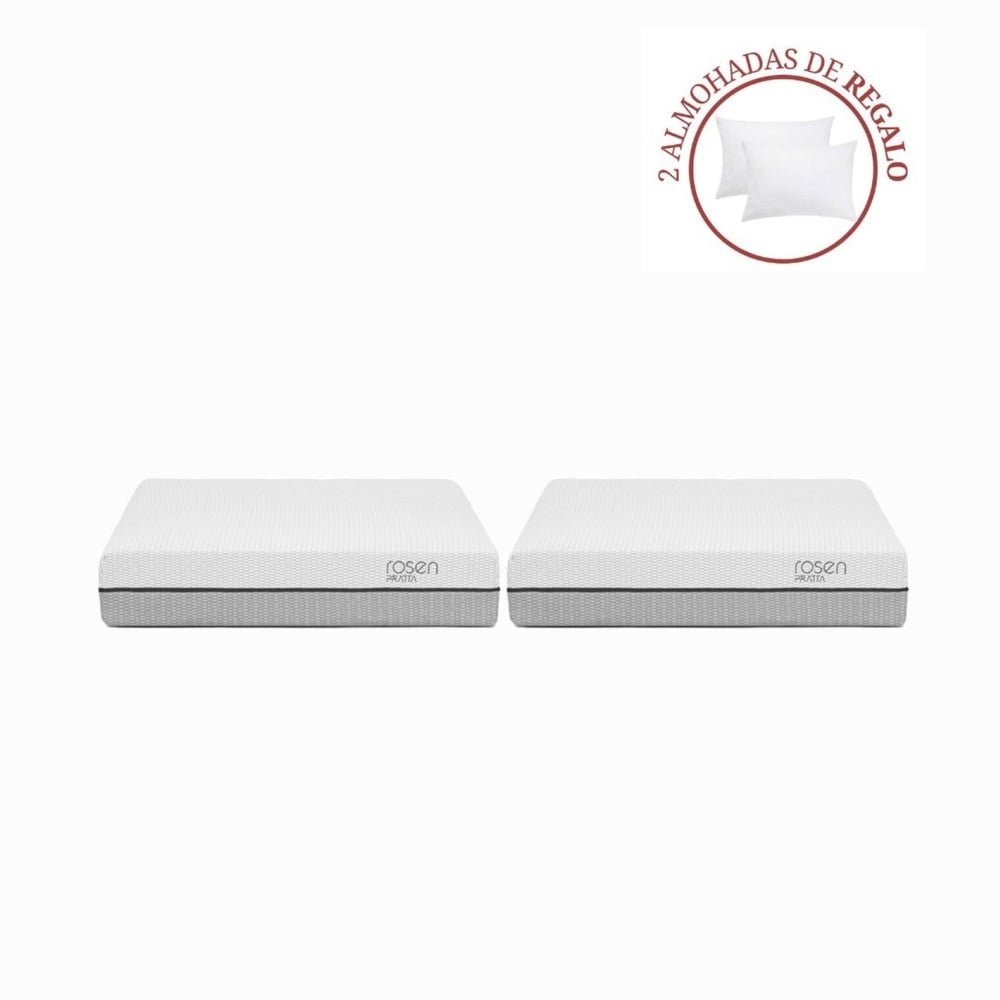 DOS COLCHONES ROSEN PRATTA 2 PLAZAS + 2 ALMOHADAS - 2