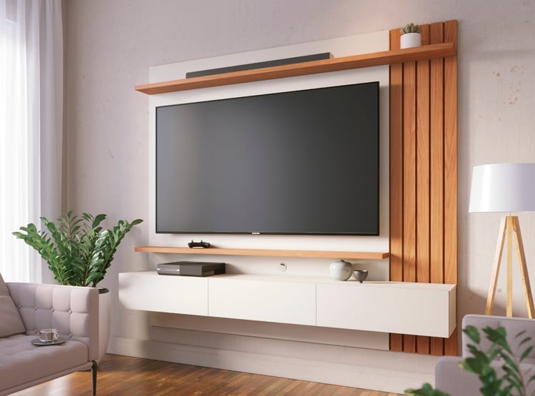 PANEL DE TV SUSPENDIDO JURITI 1.8 PARA 70" OFF WHITE - 1