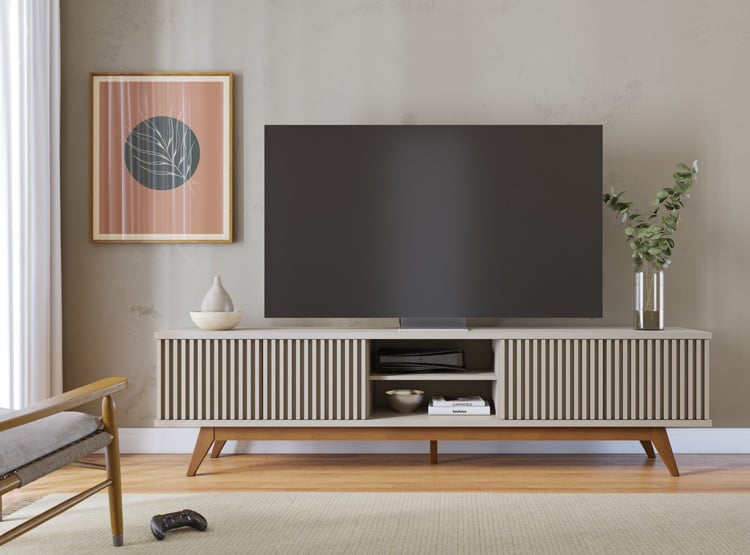 MESA DE TV RIPLEY HOME FORTALEZA OFF WHITE HASTA 75" - 1
