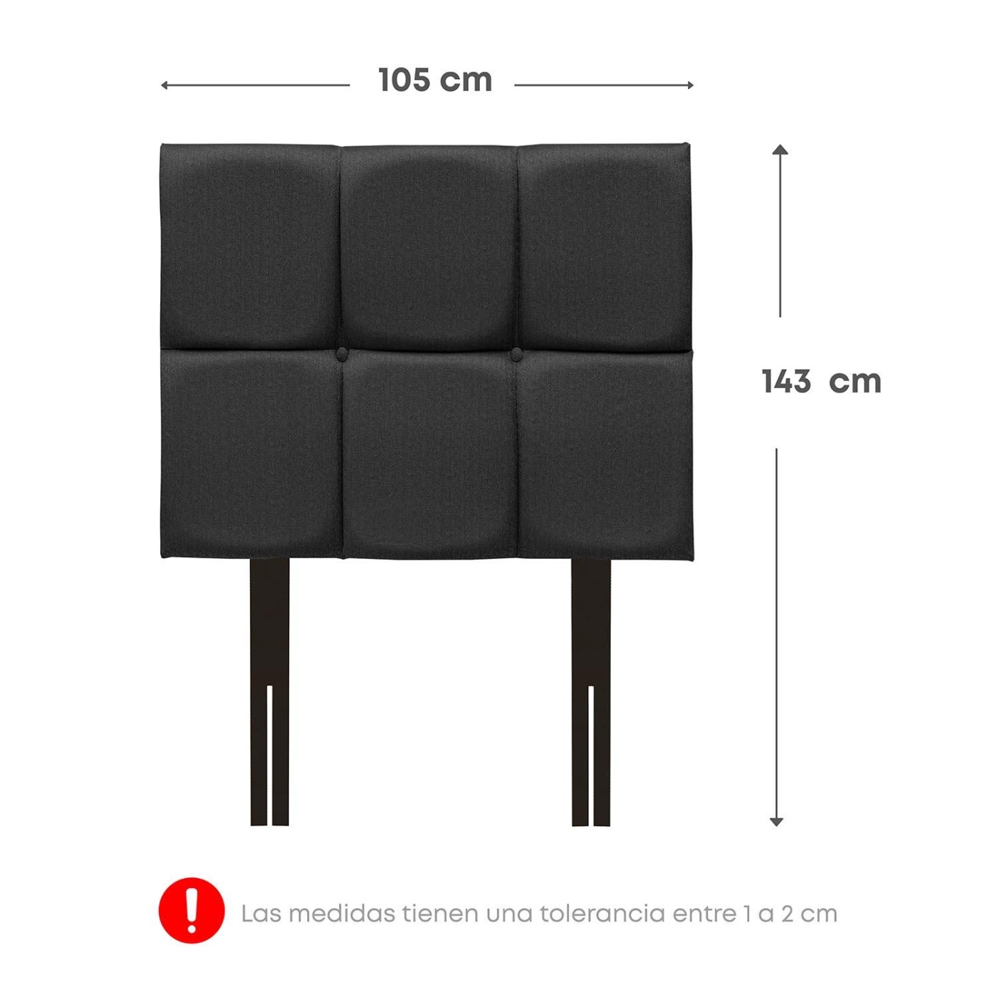 CABECERA RIZZOLI NÁPOLES CUADROS 1.5 PLAZAS GRIS - 2
