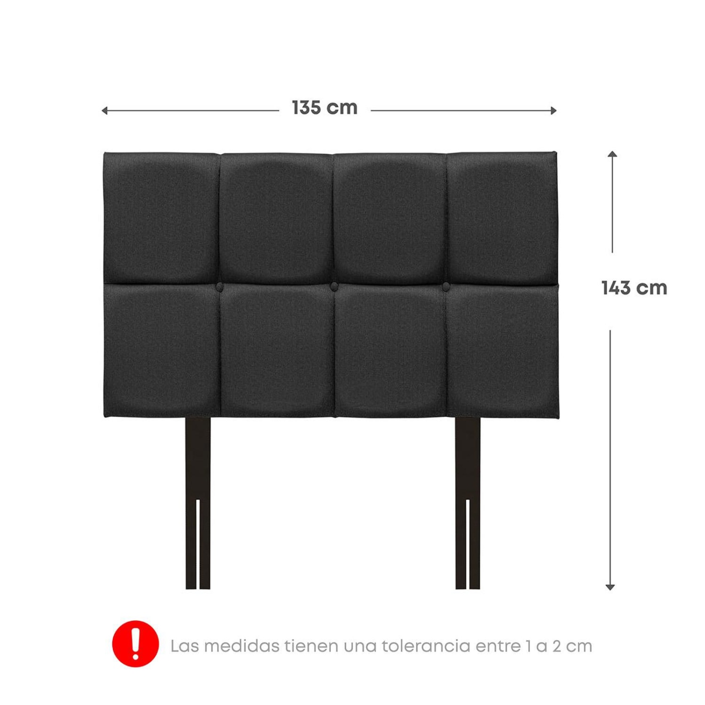CABECERA RIZZOLI NÁPOLES CUADROS 2 PLAZAS GRIS - 2