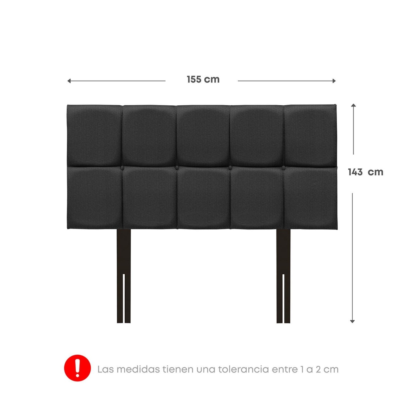 CABECERA RIZZOLI NÁPOLES CUADROS QUEEN GRIS - 2