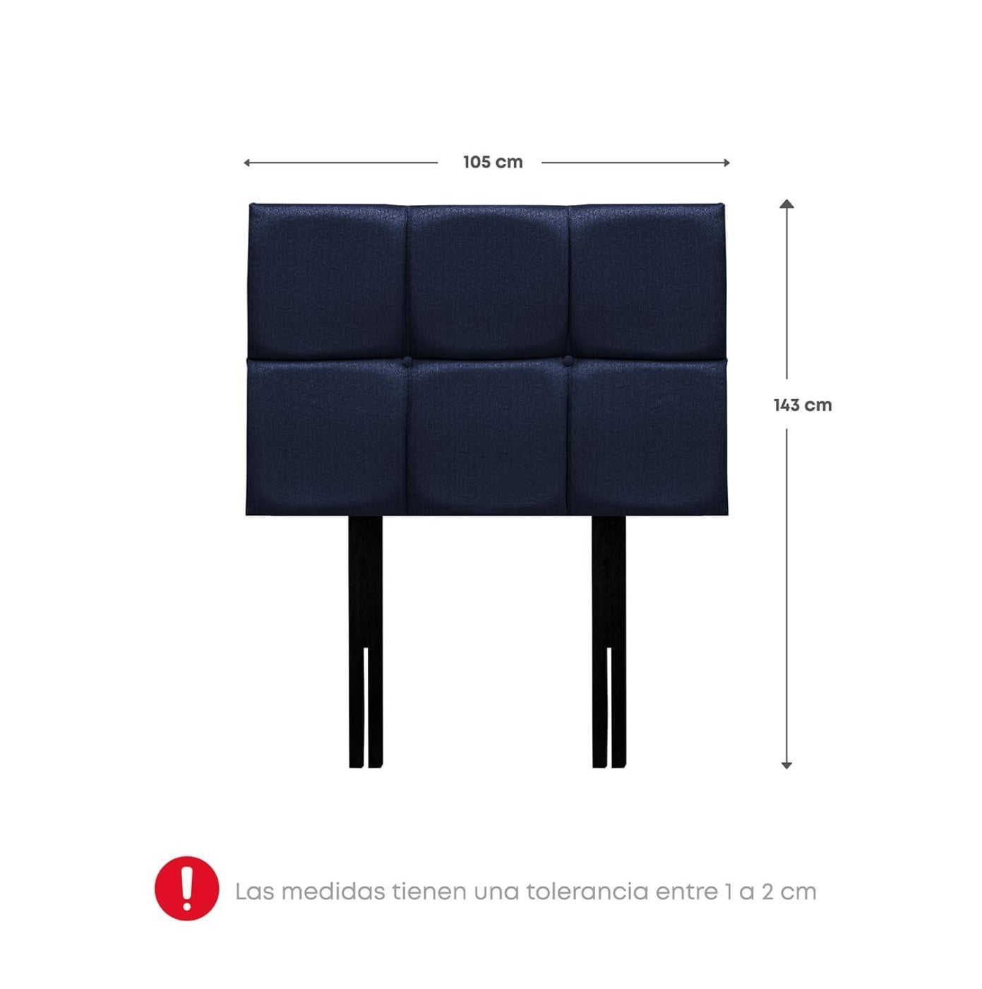 CABECERA RIZZOLI NÁPOLES CUADROS 1.5 PLAZAS AZUL - 2