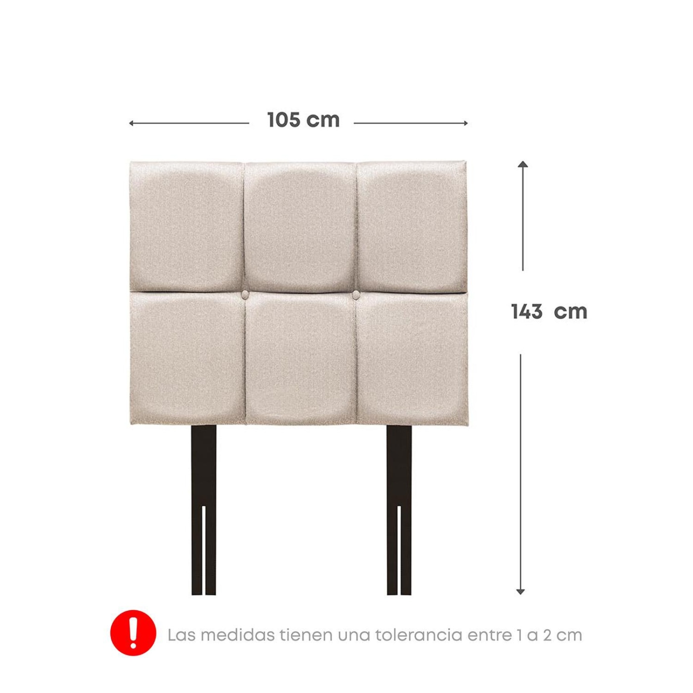 CABECERA RIZZOLI NÁPOLES CUADROS 1.5 PLAZAS BEIGE - 2