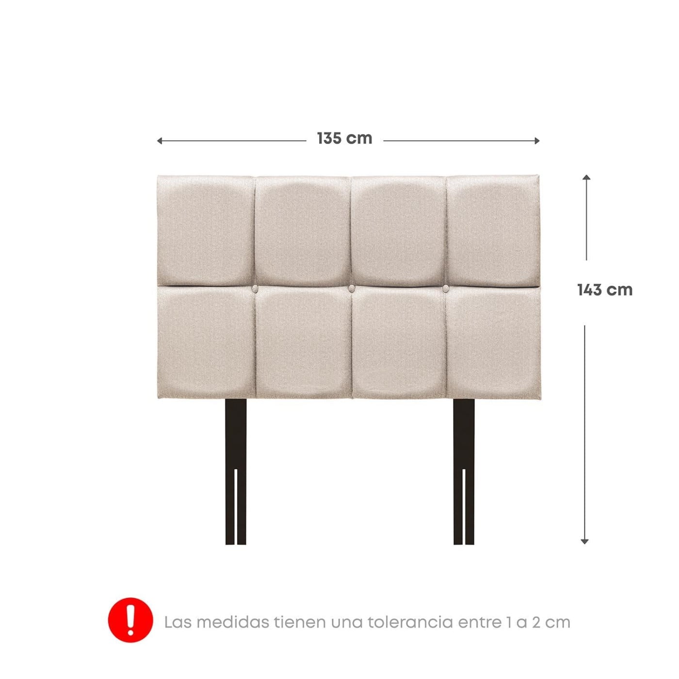 CABECERA RIZZOLI NÁPOLES CUADROS 2 PLAZAS BEIGE - 2