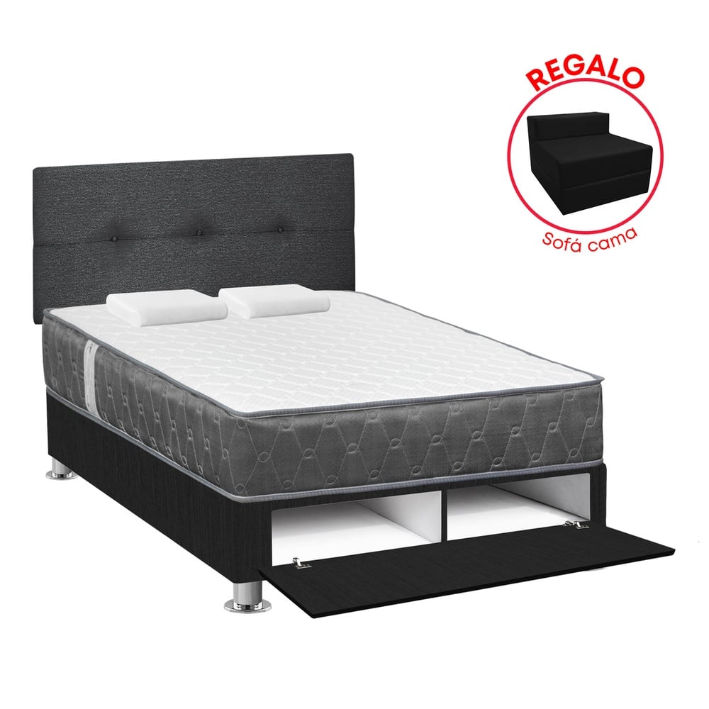 DORMITORIO AMERICANO FORLI ACQUA 2 PLAZAS GRAFITO + SOFÁ CAMA - 1