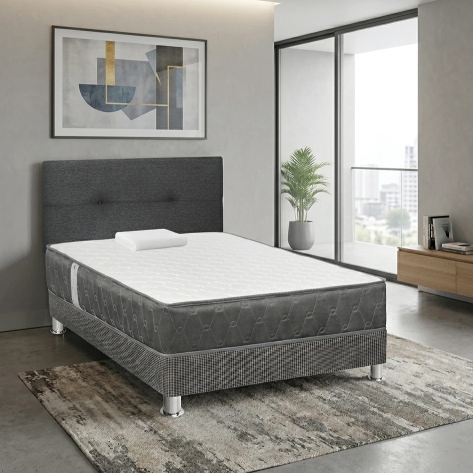 DORMITORIO AMERICANO FORLI ACQUA 1.5 PLAZAS GRAFITO + SOFÁ CAMA - 1