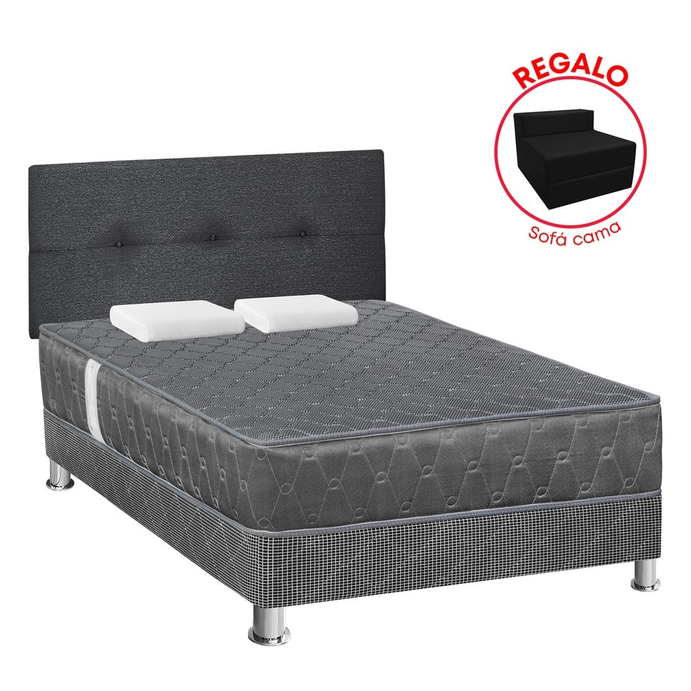 DORMITORIO AMERICANO FORLI ACQUA 2 PLAZAS GRAFITO + SOFÁ CAMA - 1
