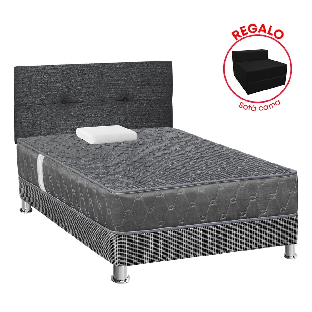 DORMITORIO AMERICANO FORLI ACQUA 1.5 PLAZAS GRAFITO + SOFÁ CAMA - 1