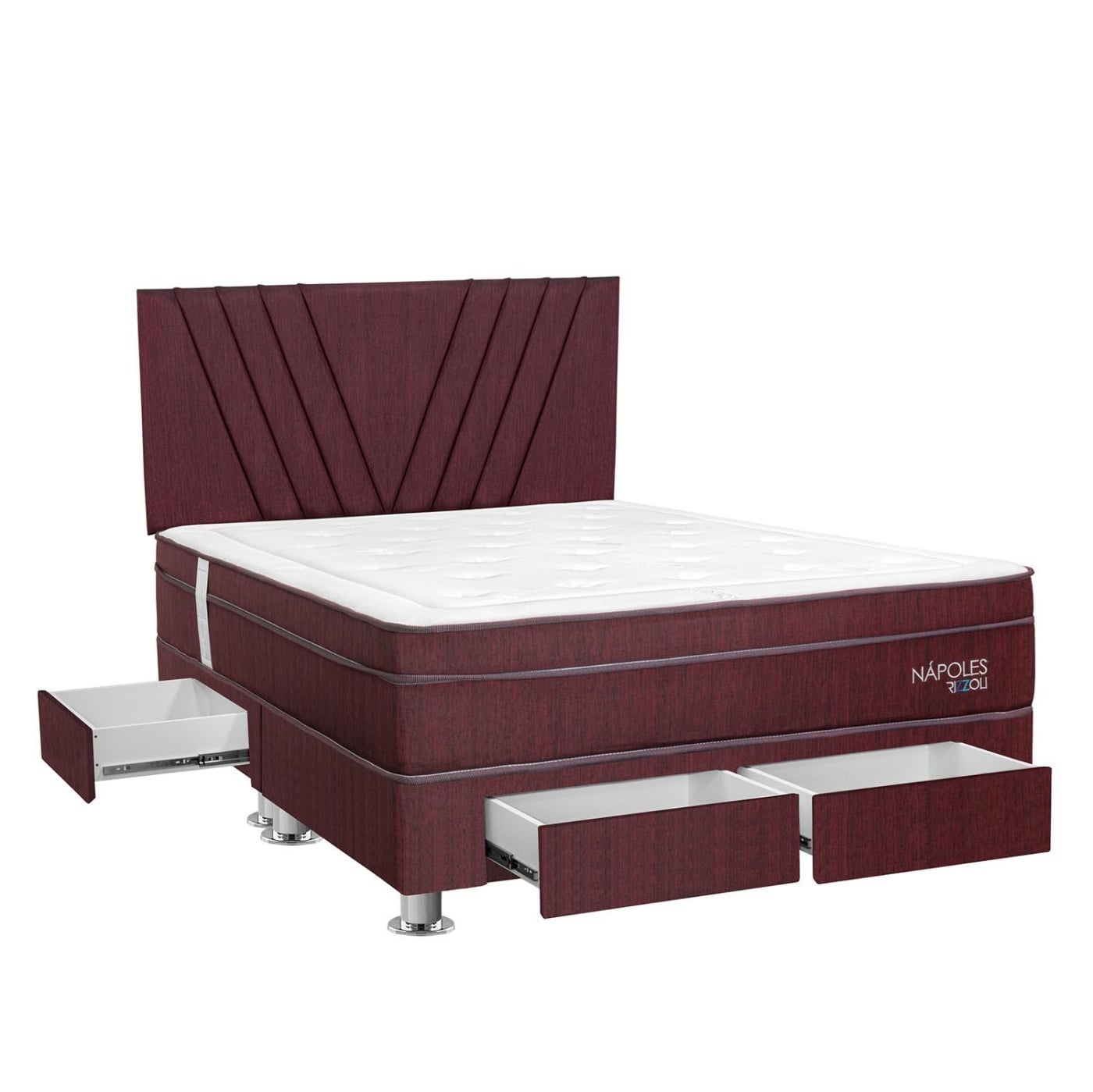 DORMITORIO AMERICANO RIZZOLI NÁPOLES QUEEN CON CAJONES GUINDA - 1