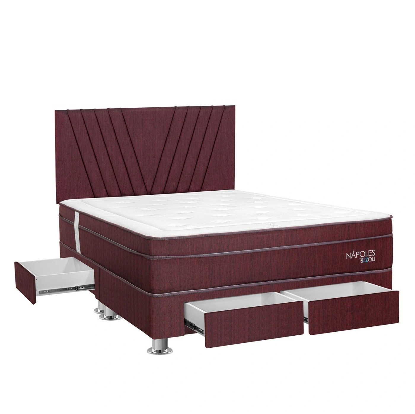 DORMITORIO AMERICANO RIZZOLI NÁPOLES KING CON CAJONES GUINDA - 2