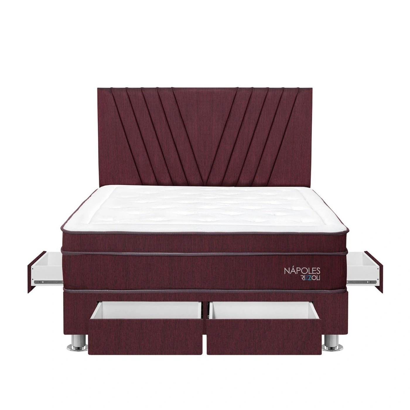 DORMITORIO AMERICANO RIZZOLI NÁPOLES KING CON CAJONES GUINDA - 3