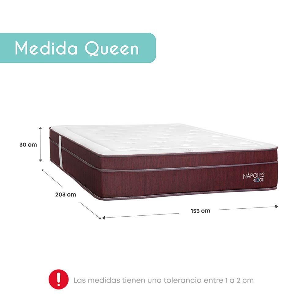DORMITORIO AMERICANO RIZZOLI NÁPOLES QUEEN CON CAJONES GUINDA + VELADOR FALA - 6
