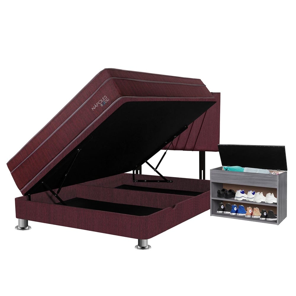 DORMITORIO BOXET RIZZOLI NÁPOLES 1.5 PLAZAS GUINDA + ZAPATERA - 1